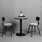 Modern 1/3 Pieces Bar Table Set Round Stone Counter Table with Backrest Stools 3 Pieces: White Table, 2 Grey Chairs Clearhalo 'Bar Furniture' 'furn' 'furn_home_bar_bar_sets' 'Furniture' 'Home Bars & Bar Sets' 'home_bar_bar_sets' 'Kitchen & Dining Furniture' 5475142