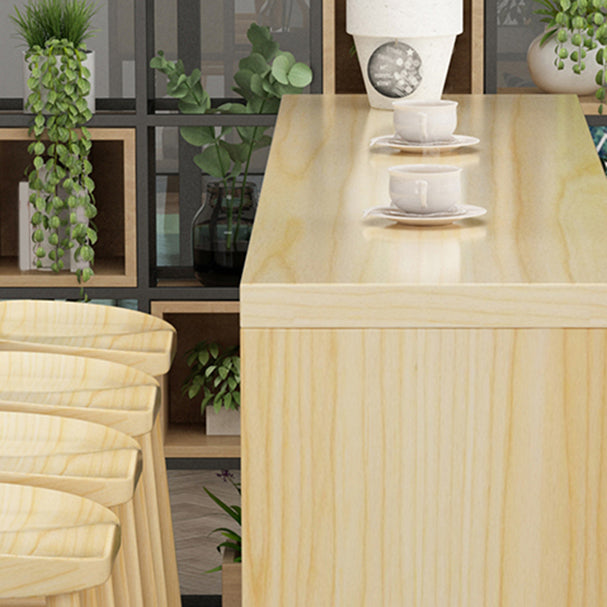 Rectangle Pine Wood Bar Table Set 1/5/9 Pièces Table de comptoir avec tabourets sans dos