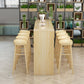 Rectangle Pine Wood Bar Table Set 1/5/9 Pièces Table de comptoir avec tabourets sans dos