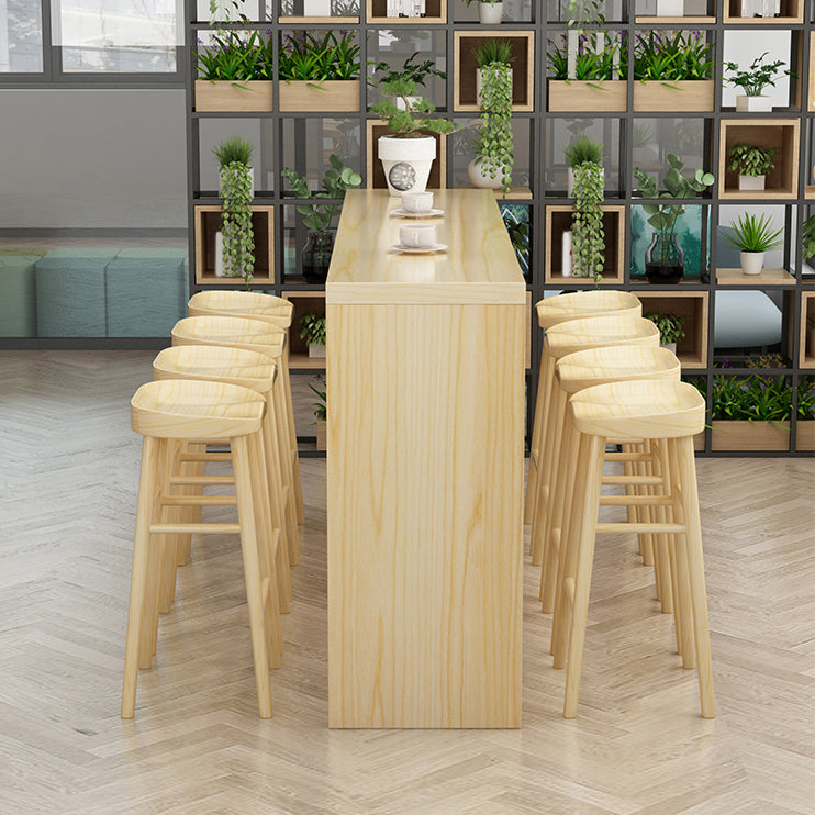 Rectangle Pine Wood Bar Table Set 1/5/9 Pièces Table de comptoir avec tabourets sans dos