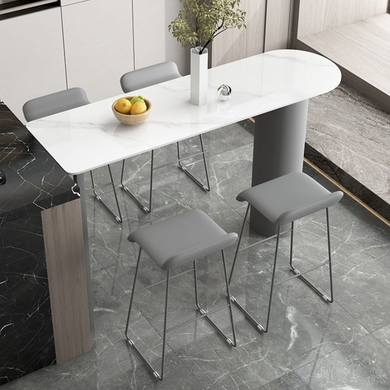 Ensemble de tabouret et Table de Bar modernes en pierre frittée, 1/2/5 pièces