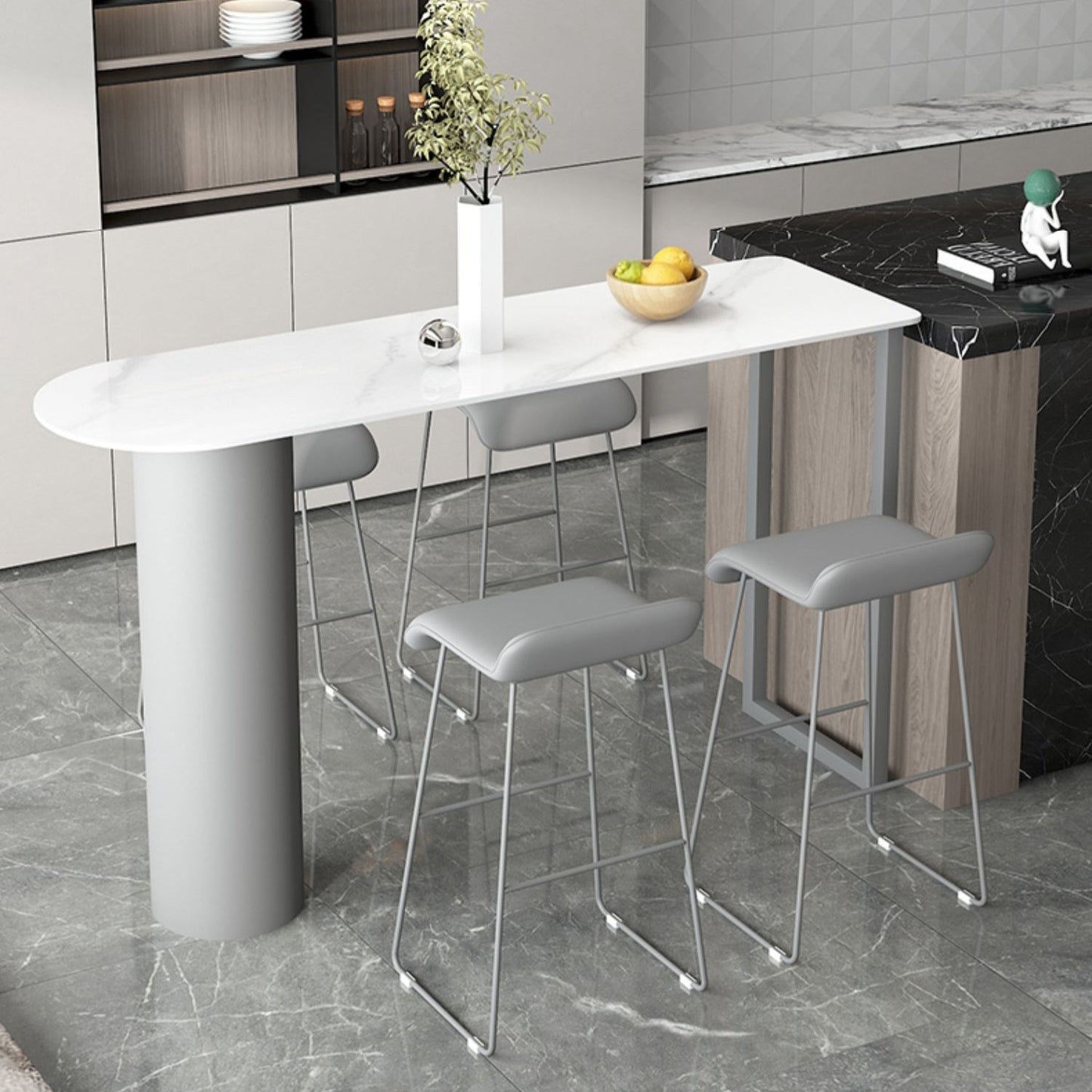 Ensemble de tabouret et Table de Bar modernes en pierre frittée, 1/2/5 pièces