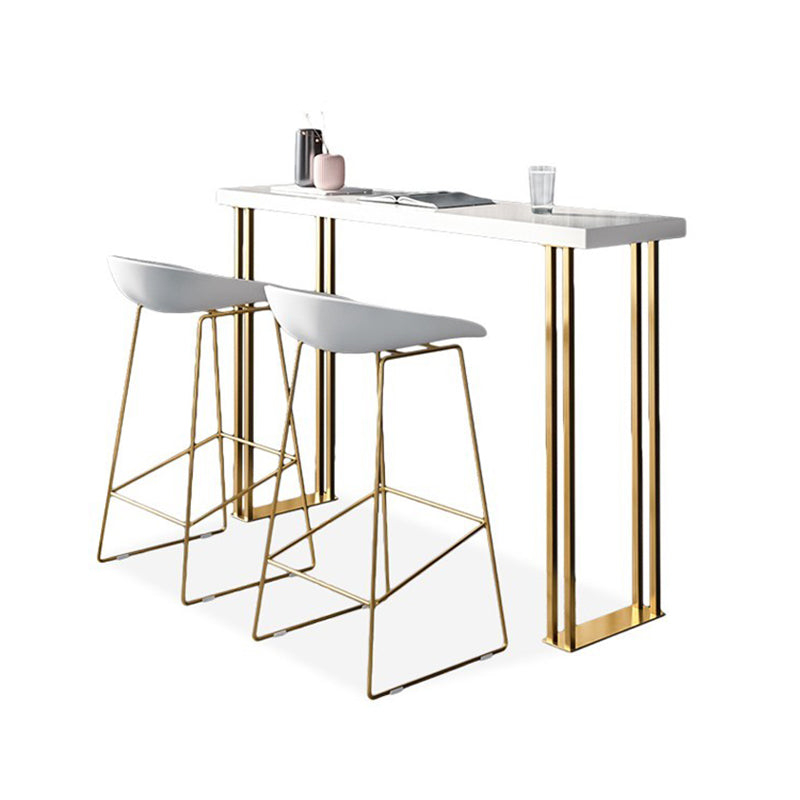 Mesa de barra de madera sólida rectangular de lujo Juego de mesa 1/3/5 piezas de mostrador con taburetes altos