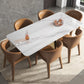 Glam Dining Set 1/2/4/7 Pieces Sintered Stone Top Table with Wingback Chairs 7 Pieces: White Table, 6 Chairs Clearhalo 'Dining Room Sets' 'Dining Tables & Seating' 'dining_room_set' 'furn' 'furn_dining_room_set' 'Furniture' 'Kitchen & Dining Furniture' 5475325