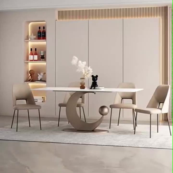 Juego de comedor con tapa de piedra sinterizada nórdica, juego de mesa de comedor rectangular de 1/3/4/5/6/7 piezas