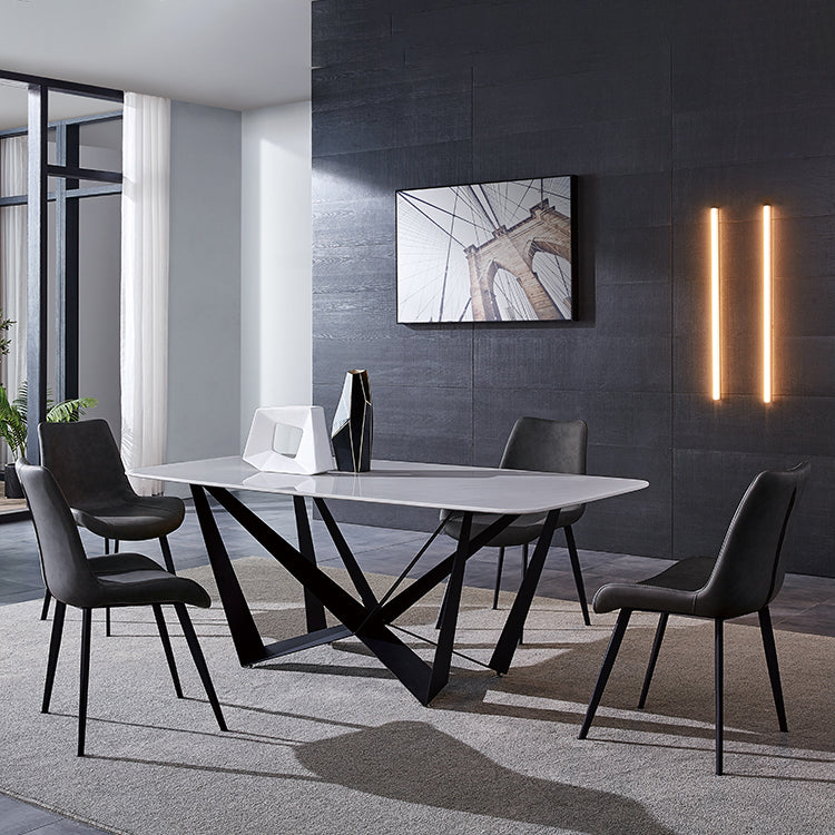 Modern Dining Set 1/4/5/7 Pcs Rectangle Dining Table with Wingback Chairs 5 Pieces: White Table, 4 Chairs Clearhalo 'Dining Room Sets' 'Dining Tables & Seating' 'dining_room_set' 'furn' 'furn_dining_room_set' 'Furniture' 'Kitchen & Dining Furniture' 5475386