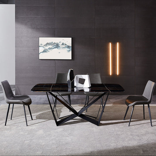 モダンダイニングセット1/4/5/7 PCSウィングバックチェア付き長方形ダイニングテーブル