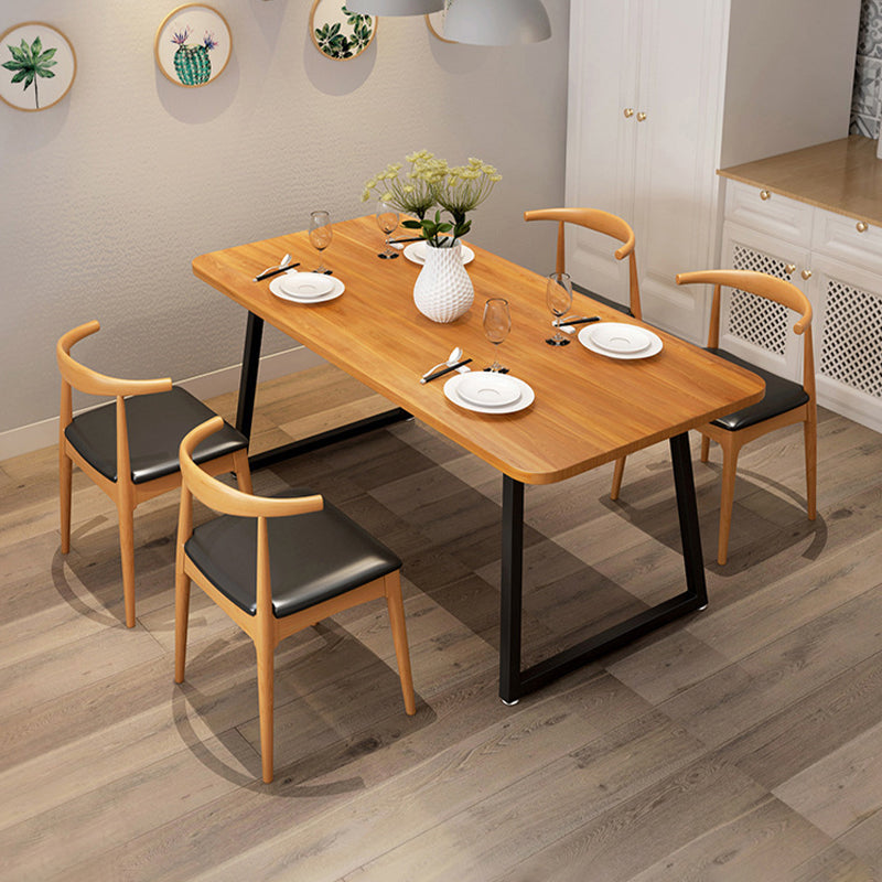 Industrial Dining Set 1/2/5 Pcs Solid Wood Dining Table and Chairs 5 Pieces: Table, 4 Chairs Clearhalo 'Dining Room Sets' 'Dining Tables & Seating' 'dining_room_set' 'furn' 'furn_dining_room_set' 'Furniture' 'Kitchen & Dining Furniture' 5475405