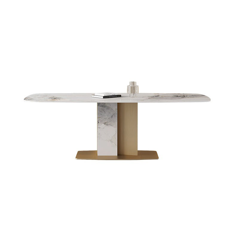 Luxurious Sintered Stone Top Dining Set Rectangle 1/4/5/6/7 Pieces Dining Room Table Set Clearhalo 'Dining Room Sets' 'Dining Tables & Seating' 'dining_room_set' 'furn' 'furn_dining_room_set' 'Furniture' 'Kitchen & Dining Furniture' 5475426