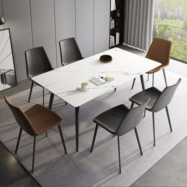 Moderne eetkamerset 1/4/7-delige gesinterde stenen tafel met vleugelstoelen
