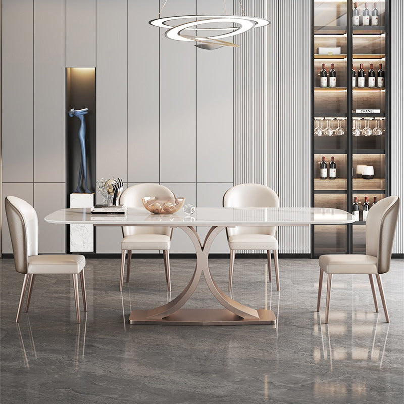 Nordic Sintered Stone Top Dining Set Rectangle 1/4/5/6 Pieces Dining Room Table Set Clearhalo 'Dining Room Sets' 'Dining Tables & Seating' 'dining_room_set' 'furn' 'furn_dining_room_set' 'Furniture' 'Kitchen & Dining Furniture' 5475456