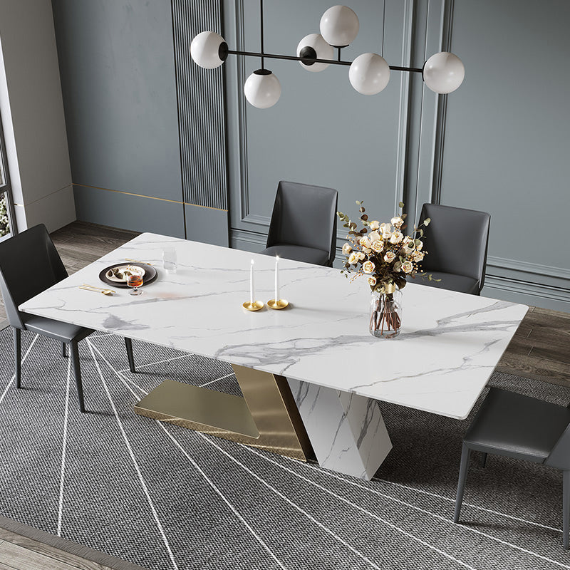 Modern Dining Set 1/4/5/6 Pcs Sintered Stone Dining Table with Side Chairs 5 Pieces: Table, 4 Chairs Clearhalo 'Dining Room Sets' 'Dining Tables & Seating' 'dining_room_set' 'furn' 'furn_dining_room_set' 'Furniture' 'Kitchen & Dining Furniture' 5475512
