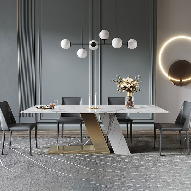 Modern Dining Set 1/4/5/6 Pcs Sintered Stone Dining Table with Side Chairs Clearhalo 'Dining Room Sets' 'Dining Tables & Seating' 'dining_room_set' 'furn' 'furn_dining_room_set' 'Furniture' 'Kitchen & Dining Furniture' 5475515