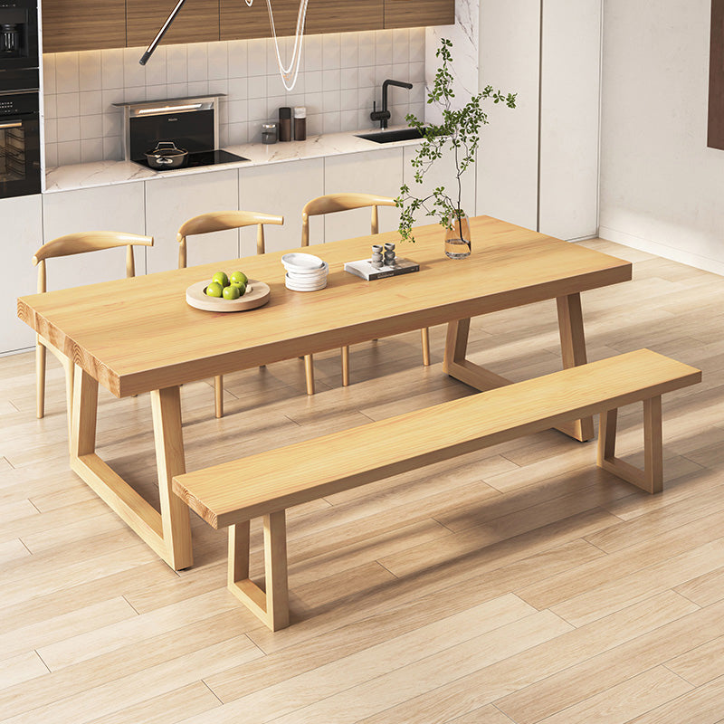 Modern Dining Set 1/2/3/4/5/7 Pcs Solid Wood Dining Table and Chairs 5 Pieces: Table, 3 Chairs, 1 Bench Clearhalo 'Dining Room Sets' 'Dining Tables & Seating' 'dining_room_set' 'furn' 'furn_dining_room_set' 'Furniture' 'Kitchen & Dining Furniture' 5475530