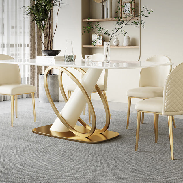 Modern Stone Furniture Set 1/4/5/7 Pcs Standard Height Dining Room Table Set in White Clearhalo 'Dining Room Sets' 'Dining Tables & Seating' 'dining_room_set' 'furn' 'furn_dining_room_set' 'Furniture' 'Kitchen & Dining Furniture' 5475552