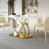 Modern Stone Furniture Set 1/4/5/7 Pcs Standard Height Dining Room Table Set in White Clearhalo 'Dining Room Sets' 'Dining Tables & Seating' 'dining_room_set' 'furn' 'furn_dining_room_set' 'Furniture' 'Kitchen & Dining Furniture' 5475552