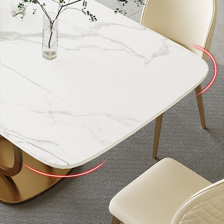 Modern Stone Furniture Set 1/4/5/7 Pcs Standard Height Dining Room Table Set in White Clearhalo 'Dining Room Sets' 'Dining Tables & Seating' 'dining_room_set' 'furn' 'furn_dining_room_set' 'Furniture' 'Kitchen & Dining Furniture' 5475555