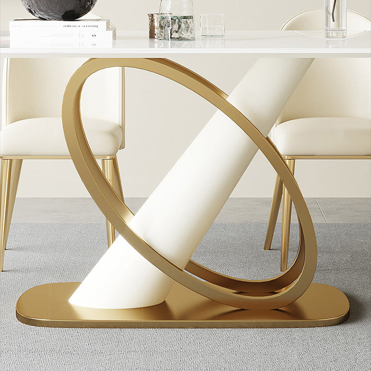 Modern Stone Furniture Set 1/4/5/7 Pcs Standard Height Dining Room Table Set in White Clearhalo 'Dining Room Sets' 'Dining Tables & Seating' 'dining_room_set' 'furn' 'furn_dining_room_set' 'Furniture' 'Kitchen & Dining Furniture' 5475556