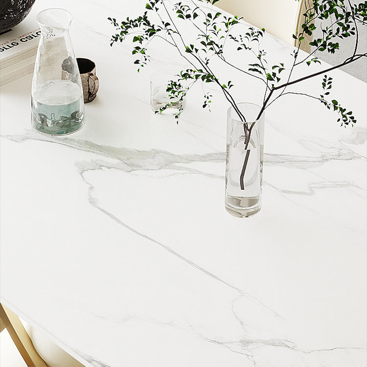 Modern Stone Furniture Set 1/4/5/7 Pcs Standard Height Dining Room Table Set in White Clearhalo 'Dining Room Sets' 'Dining Tables & Seating' 'dining_room_set' 'furn' 'furn_dining_room_set' 'Furniture' 'Kitchen & Dining Furniture' 5475557