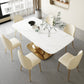 Modern Stone Furniture Set 1/4/5/7 Pcs Standard Height Dining Room Table Set in White Clearhalo 'Dining Room Sets' 'Dining Tables & Seating' 'dining_room_set' 'furn' 'furn_dining_room_set' 'Furniture' 'Kitchen & Dining Furniture' 5475560
