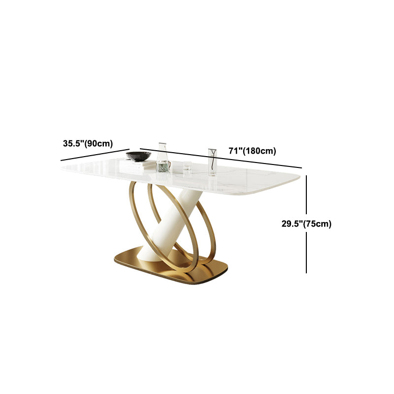 Modern Stone Furniture Set 1/4/5/7 Pcs Standard Height Dining Room Table Set in White Clearhalo 'Dining Room Sets' 'Dining Tables & Seating' 'dining_room_set' 'furn' 'furn_dining_room_set' 'Furniture' 'Kitchen & Dining Furniture' 5475563