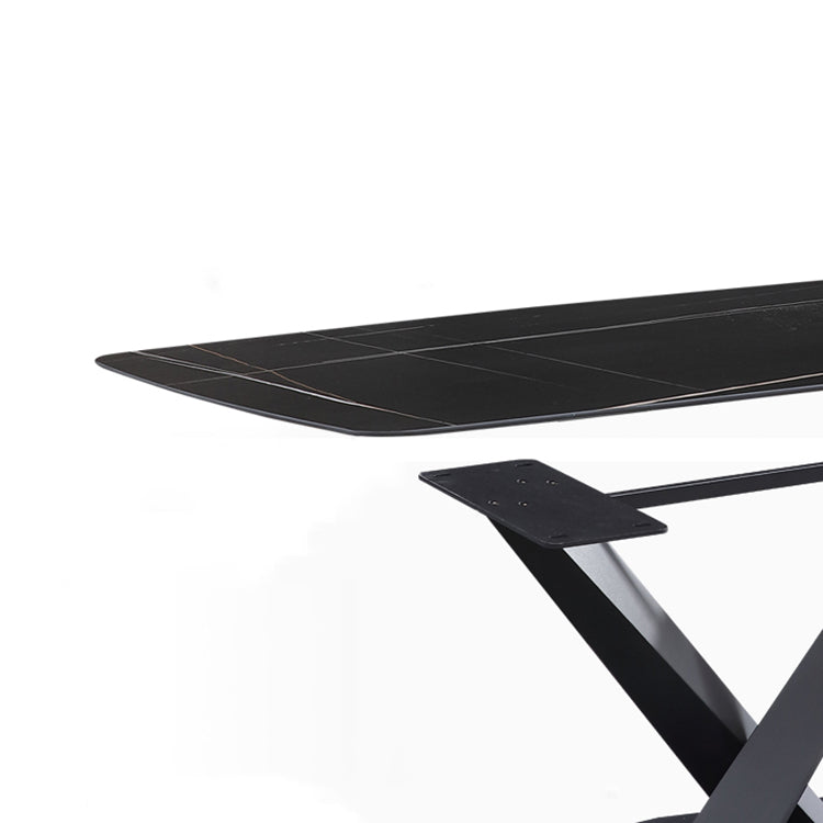 Juego de comedor moderno de piedra sinterizada de 1/3/4/5 piezas con mesa rectangular y sillas laterales