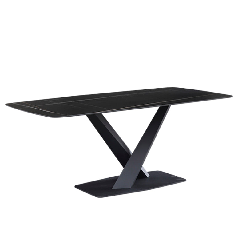 Juego de comedor moderno de piedra sinterizada de 1/3/4/5 piezas con mesa rectangular y sillas laterales