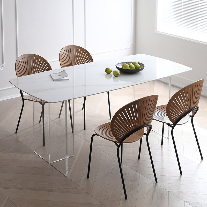 Modern Kitchen Stone Furniture Set 1/4/5 Pcs Dining Table Set with 4 Chairs 5 Pieces: Table, 4 Wood Chairs Clearhalo 'Dining Room Sets' 'Dining Tables & Seating' 'dining_room_set' 'furn' 'furn_dining_room_set' 'Furniture' 'Kitchen & Dining Furniture' 5475582