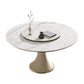 Round Glam Dining Room Set 1/4/5/9 Pcs Sintered Stone Dining Table and Chairs Matte White 59"L x 59"W Clearhalo 'Dining Room Sets' 'Dining Tables & Seating' 'dining_room_set' 'furn' 'furn_dining_room_set' 'Furniture' 'Kitchen & Dining Furniture' 5475602