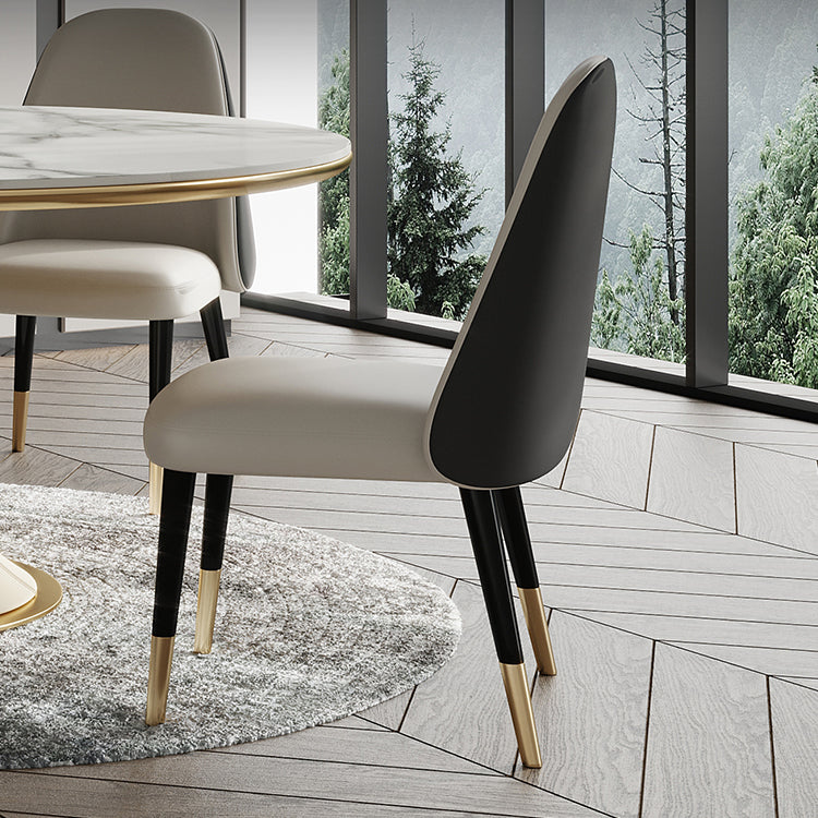 Round Glam Dining Room Set 1/4/5/9 Pcs Sintered Stone Dining Table and Chairs Clearhalo 'Dining Room Sets' 'Dining Tables & Seating' 'dining_room_set' 'furn' 'furn_dining_room_set' 'Furniture' 'Kitchen & Dining Furniture' 5475606