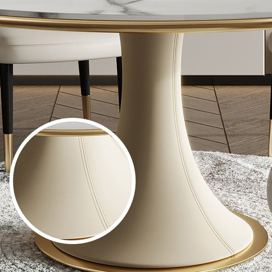 ラウンドグラムダイニングルームセット1/4/5/9 PCS焼結ストーンダイニングテーブルと椅子