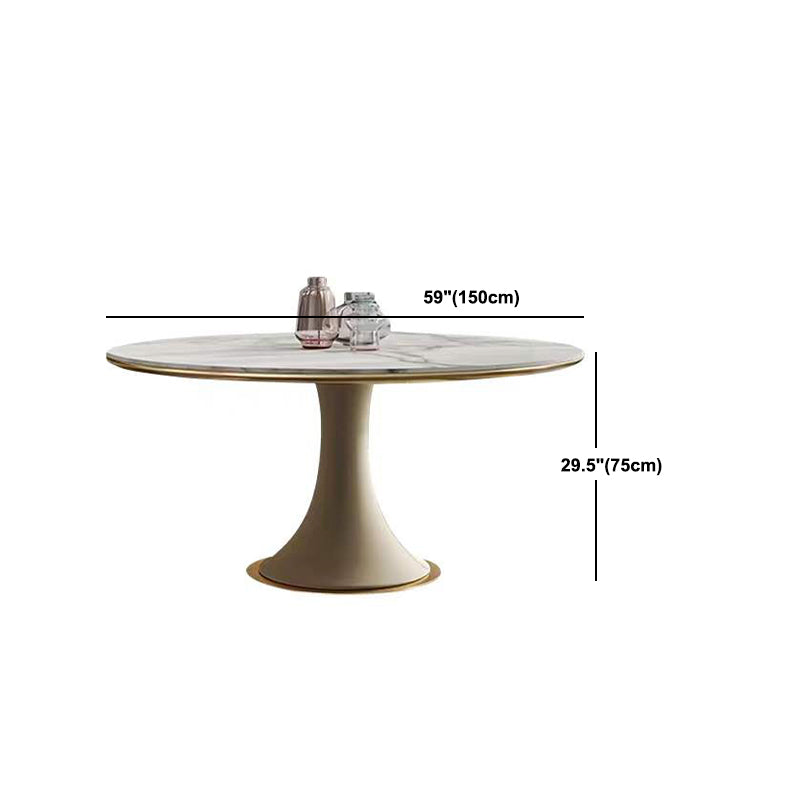 Round Glam Dining Room Set 1/4/5/9 Pcs Sintered Stone Dining Table and Chairs Clearhalo 'Dining Room Sets' 'Dining Tables & Seating' 'dining_room_set' 'furn' 'furn_dining_room_set' 'Furniture' 'Kitchen & Dining Furniture' 5475614