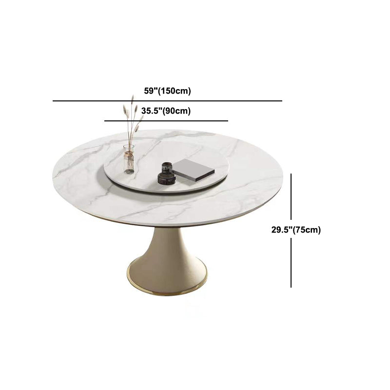 Round Glam Dining Room Set 1/4/5/9 Pcs Sintered Stone Dining Table and Chairs Clearhalo 'Dining Room Sets' 'Dining Tables & Seating' 'dining_room_set' 'furn' 'furn_dining_room_set' 'Furniture' 'Kitchen & Dining Furniture' 5475617