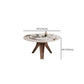 Round Convertible Dining Table Modern Stone Top Pedestal Table in Gold