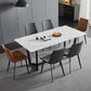 Industrial Stone Rectangle Table Standard Height Dining Room Table with Trestle Base