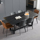 Industrial Stone Rectangle Table Standard Height Dining Room Table with Trestle Base