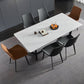 Industrial Stone Rectangle Table Standard Height Dining Room Table with Trestle Base
