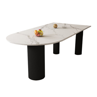 Free Form Stone Top Dining Table Solid Wood Base Dining Table for Kitchen