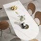 Free Form Stone Top Dining Table Solid Wood Base Dining Table for Kitchen