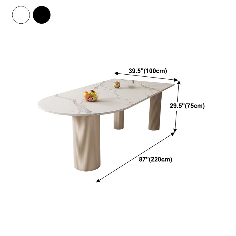 Free Form Stone Top Dining Table Solid Wood Base Dining Table for Kitchen