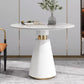 Metalen traditionele luxe ronde tafel voor eetkamer Stenen tafel met voetstuk