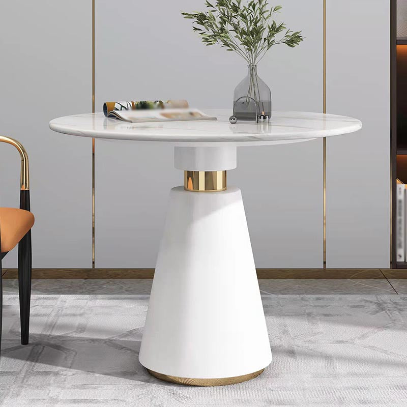 Metalen traditionele luxe ronde tafel voor eetkamer Stenen tafel met voetstuk