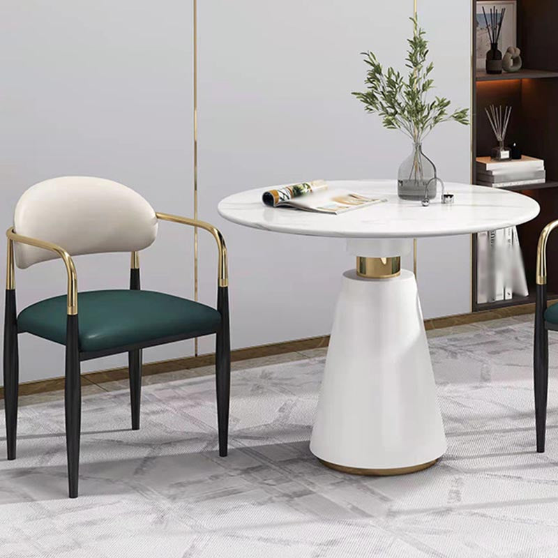 Metalen traditionele luxe ronde tafel voor eetkamer Stenen tafel met voetstuk