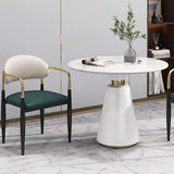 Metalen traditionele luxe ronde tafel voor eetkamer Stenen tafel met voetstuk