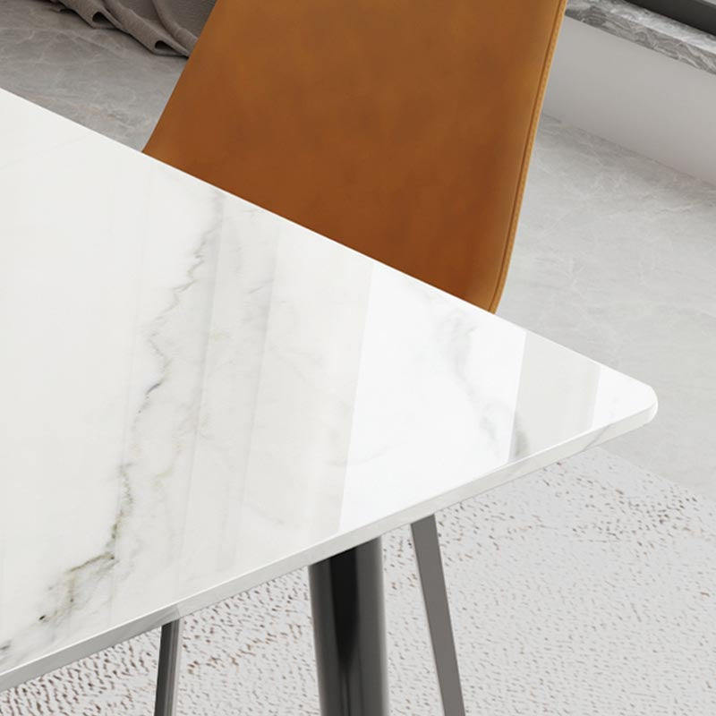Rectangle 4 Legs Kitchen Table Industrial Sintered Stone Dining Desk