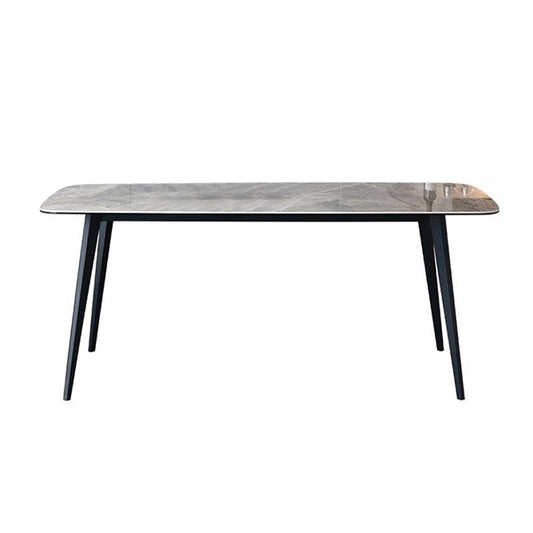 Industrial Stone Rectangle Table Standard Height Dining Table with 4 Legs Gray Without Chairs