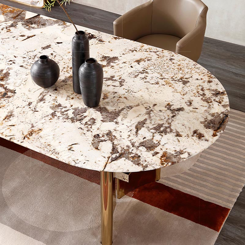 Traditional Luxury Dining Table Marble Oval Dining Table for Home