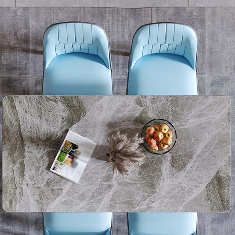 Rectangle Stone Industrial Table Standard Height Dining Table with 4 Legs Clearhalo 'Dining Tables & Seating' 'Dining Tables' 'dining_table' 'furn' 'furn_dining_table' 'Furniture' 'Kitchen & Dining Furniture' 5475862