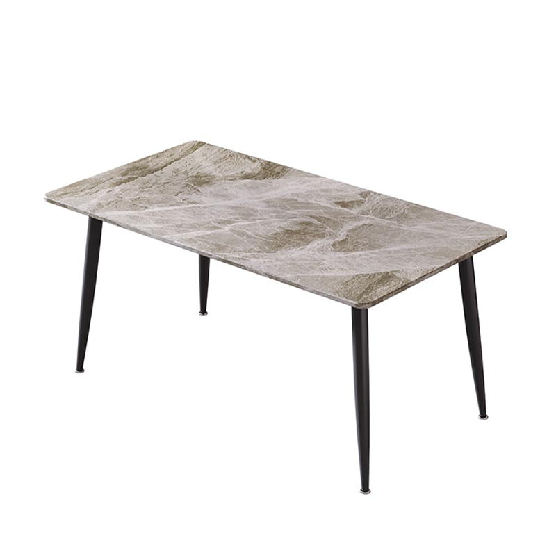 Rectangle Stone Industrial Table Standard Height Dining Table with 4 Legs Gray Without Chairs Clearhalo 'Dining Tables & Seating' 'Dining Tables' 'dining_table' 'furn' 'furn_dining_table' 'Furniture' 'Kitchen & Dining Furniture' 5475863