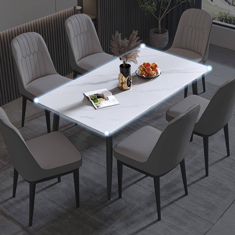 Rectangle Stone Industrial Table Standard Height Dining Table with 4 Legs Clearhalo 'Dining Tables & Seating' 'Dining Tables' 'dining_table' 'furn' 'furn_dining_table' 'Furniture' 'Kitchen & Dining Furniture' 5475868